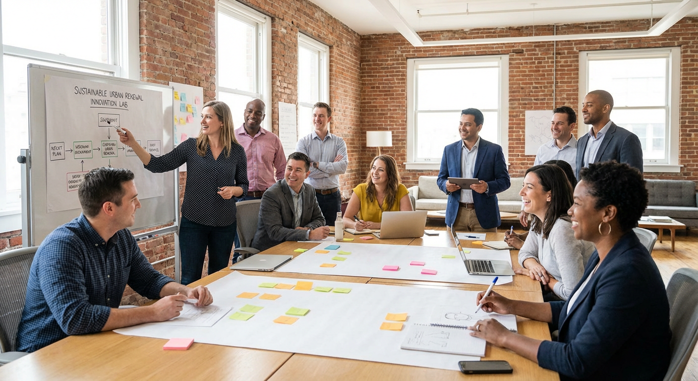 A group of professionals engaged in a collaborative workshop session.