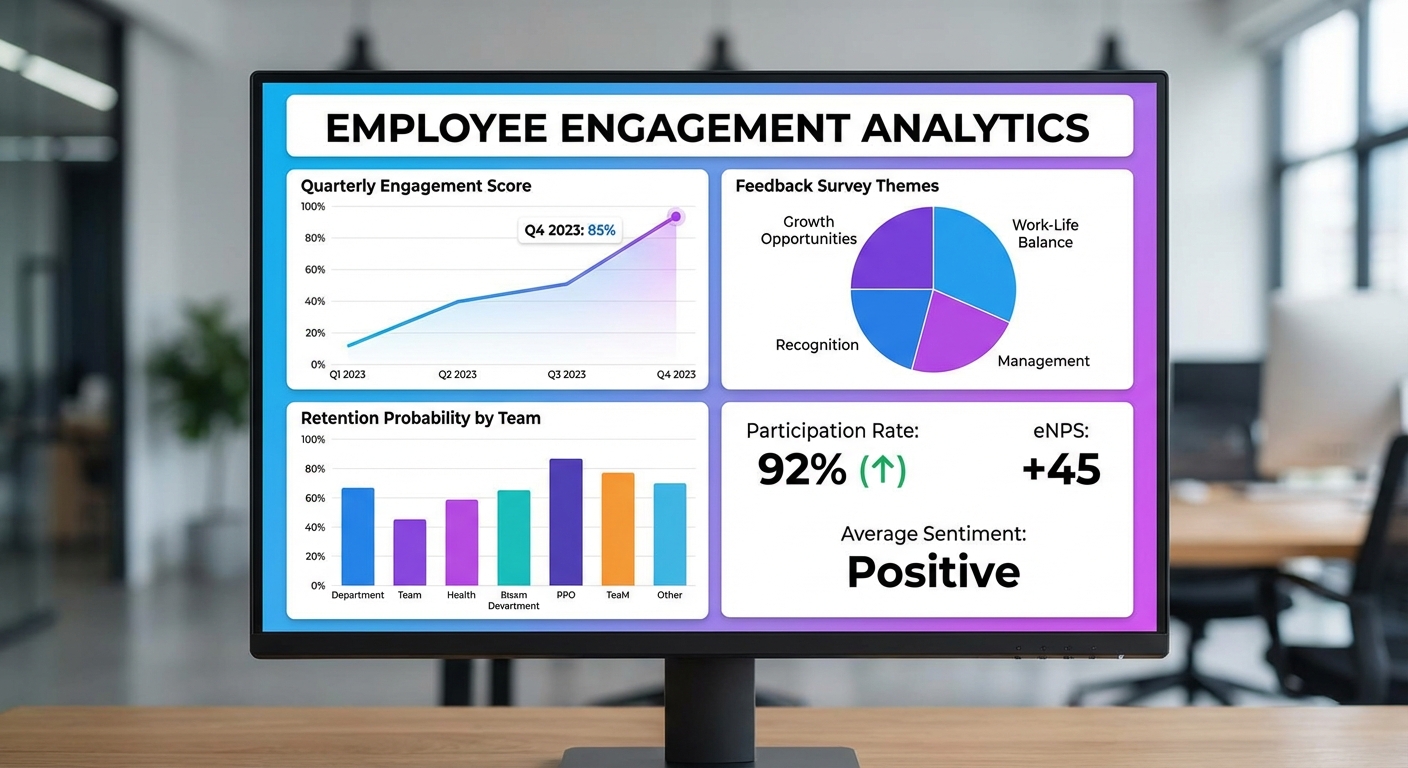 Dashboard showing employee engagement analytics.